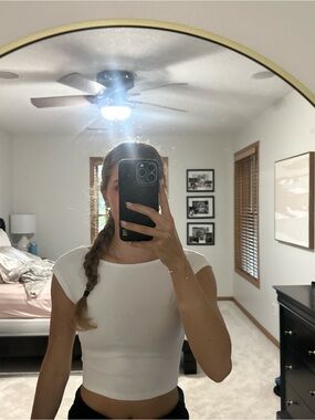 Cotton On White Cropped Cap Sleeve Top